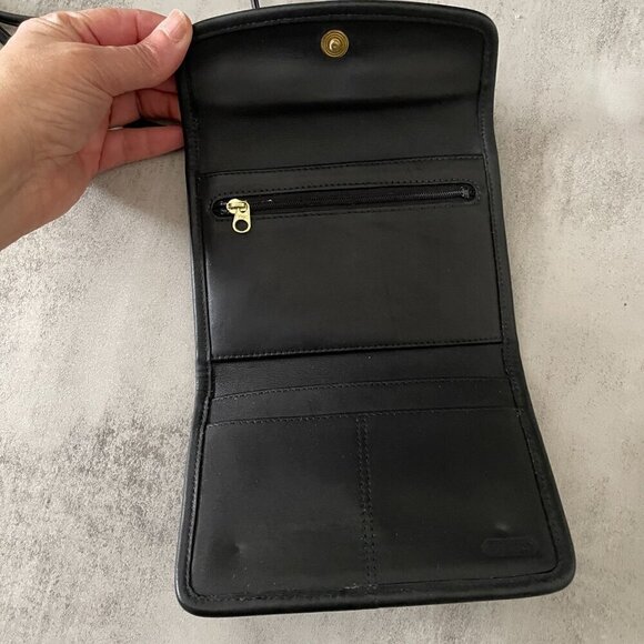 Coach Vintage Black Leather Swing Trifold Crossbody Snap Close Wallet Bag 4843 - Picture 4 of 11